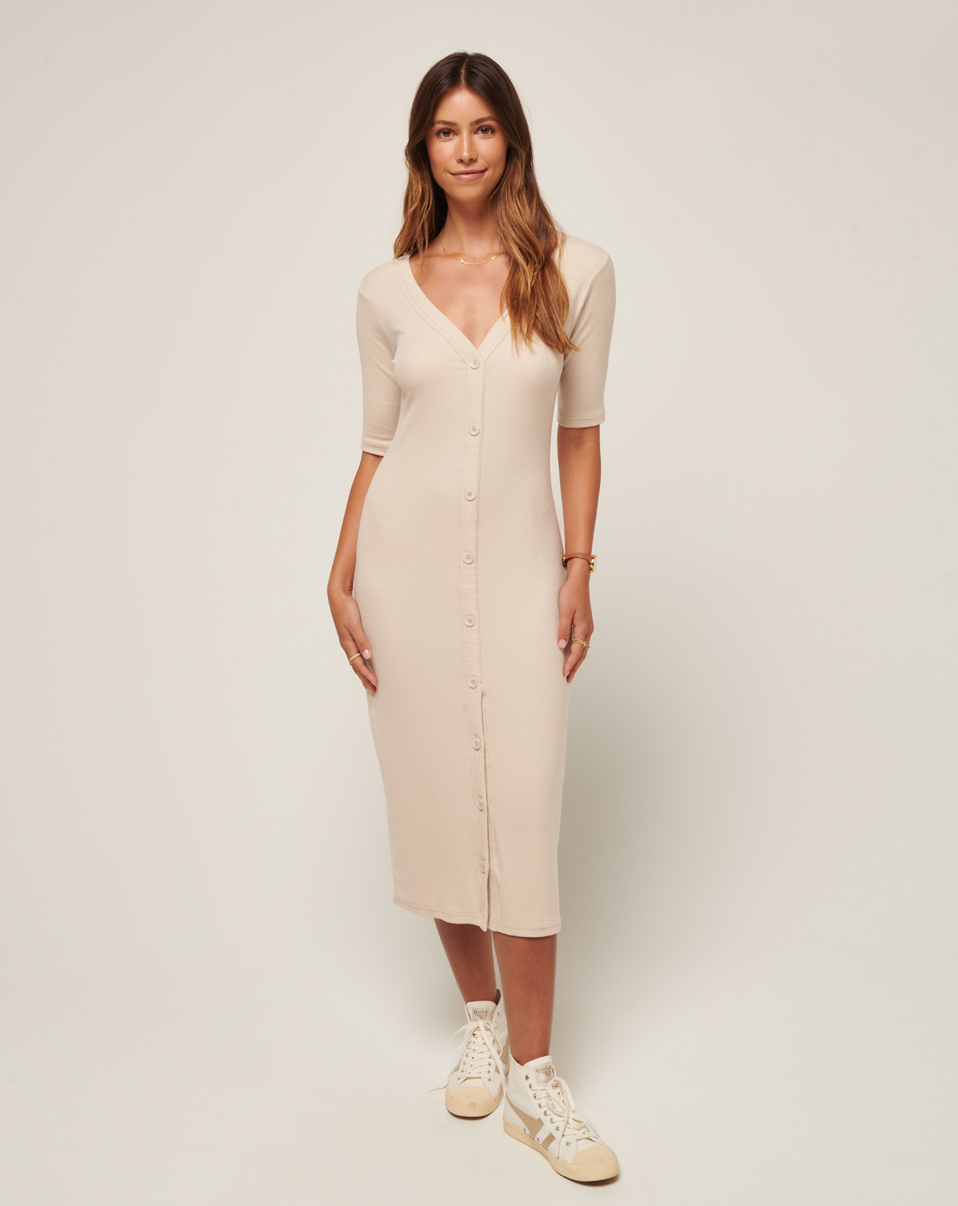 Weekend in Napa Cloud Rib Midi Dress