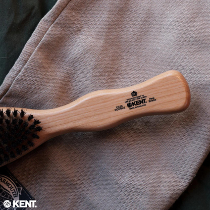 Kent K-CC20 Clothes Brush, Double-Sided, Stiff & Soft Bristles, Cherrywood