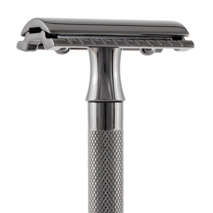 Merkur 23B Double Edge Safety Razor, Straight Cut, Extra Long Handle, Black PVD Coated