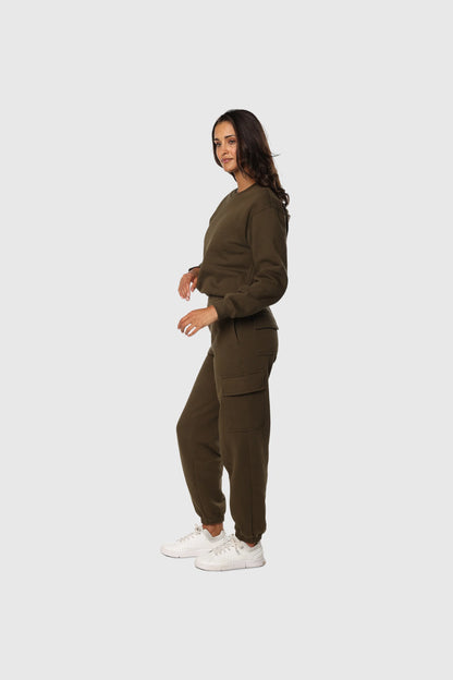 Olive Cinch Fleece Set