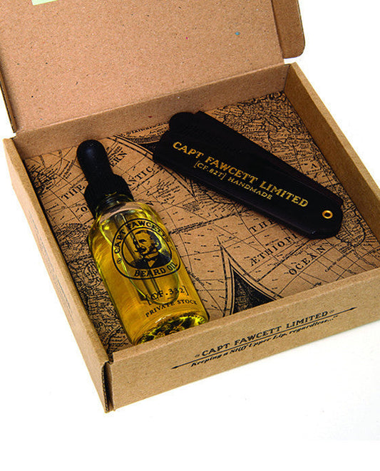 Captain Fawcett's Beard Oil & Beard Comb Gift Set(Private Stock)