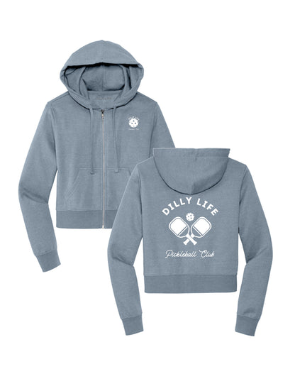 Light Blue Crossed Paddle Crop Fit Zip Hoodie