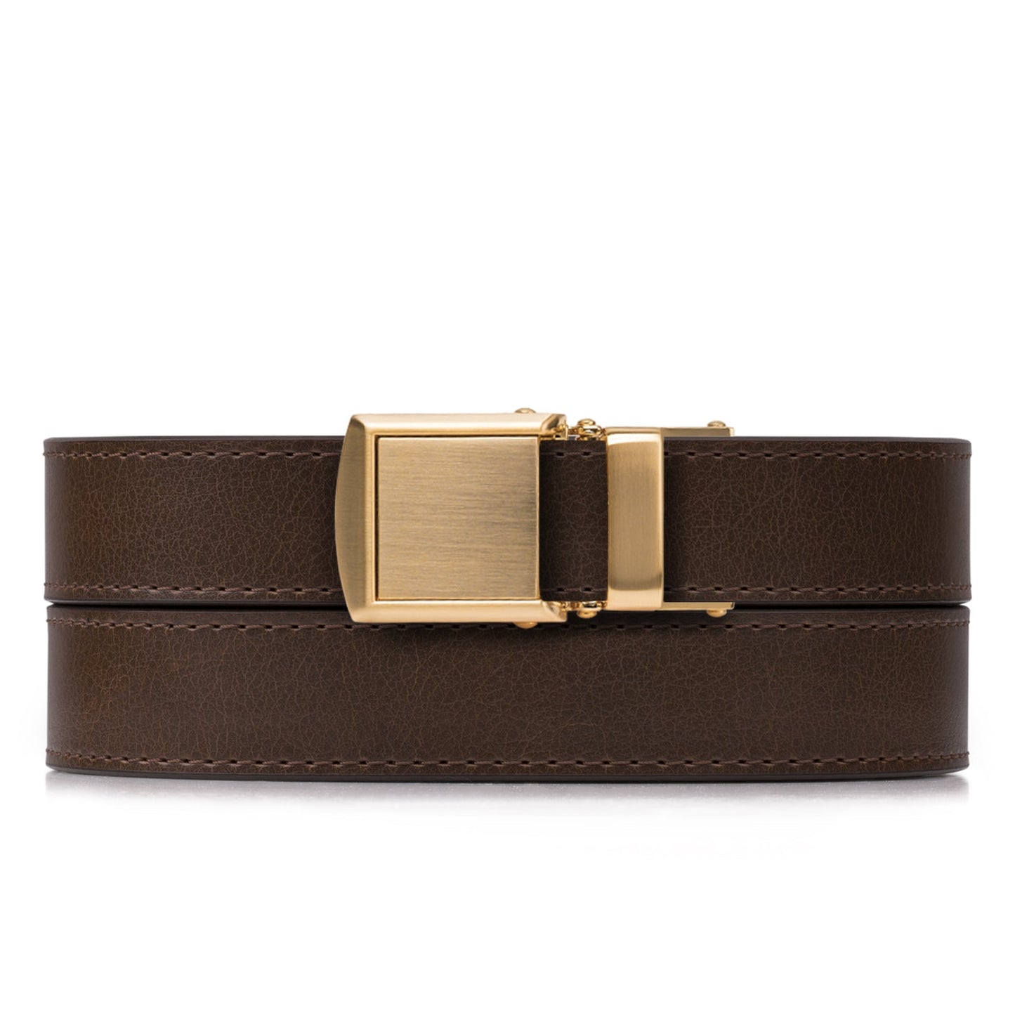 Women's Leather Skinny Mocha/Gold Belt