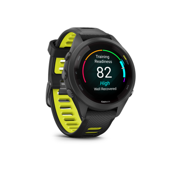 Forerunner® 265S, Black Bezel and Case With Black/Amp Yellow Silicone Band