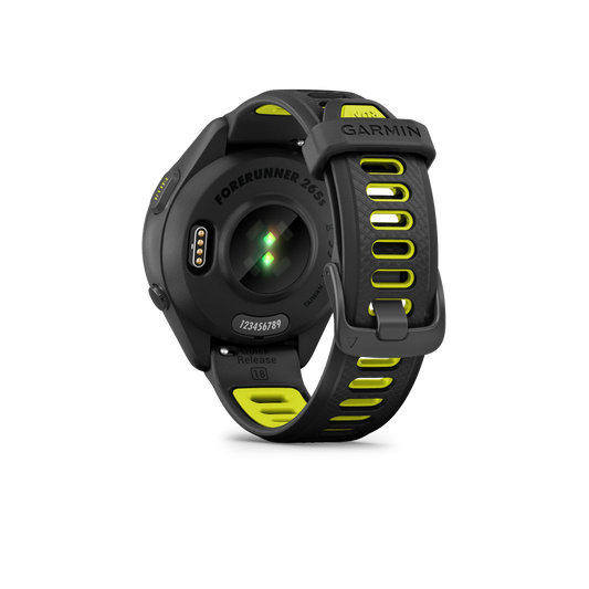 Forerunner® 265S, Black Bezel and Case With Black/Amp Yellow Silicone Band