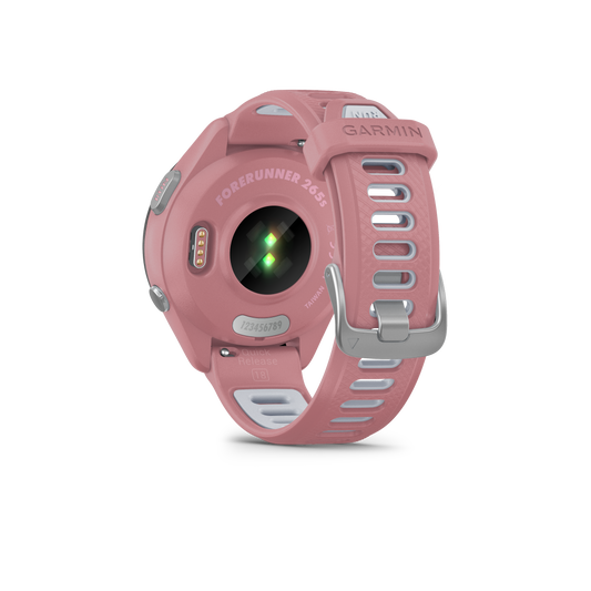 Forerunner® 265S, Black Bezel With Light Pink Case and Light Pink/Powder Gray Silicone Band