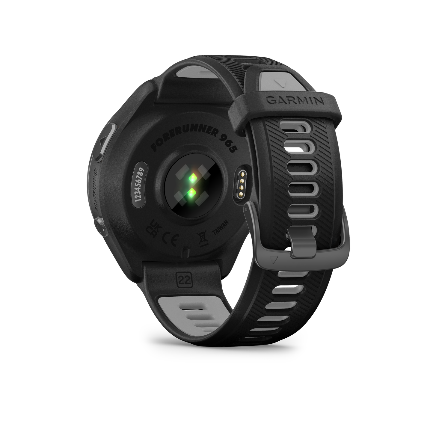 Forerunner® 965, Carbon Gray DLC Titanium Bezel With Black Case and Black/Powder Gray Silicone Band