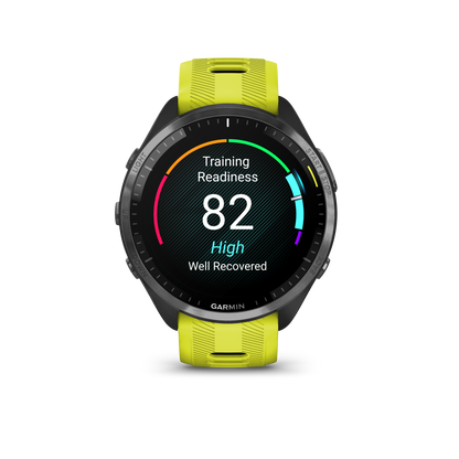 Forerunner® 965, Carbon Gray DLC Titanium Bezel With Black Case and Amp Yellow/Black Silicone Band