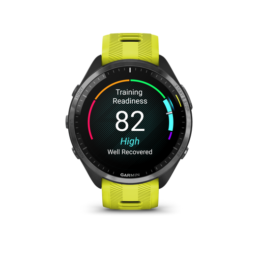 Forerunner® 965, Carbon Gray DLC Titanium Bezel With Black Case and Amp Yellow/Black Silicone Band