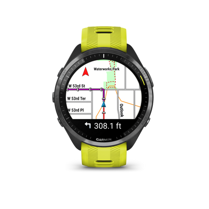 Forerunner® 965, Carbon Gray DLC Titanium Bezel With Black Case and Amp Yellow/Black Silicone Band