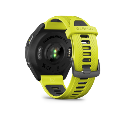 Forerunner® 965, Carbon Gray DLC Titanium Bezel With Black Case and Amp Yellow/Black Silicone Band