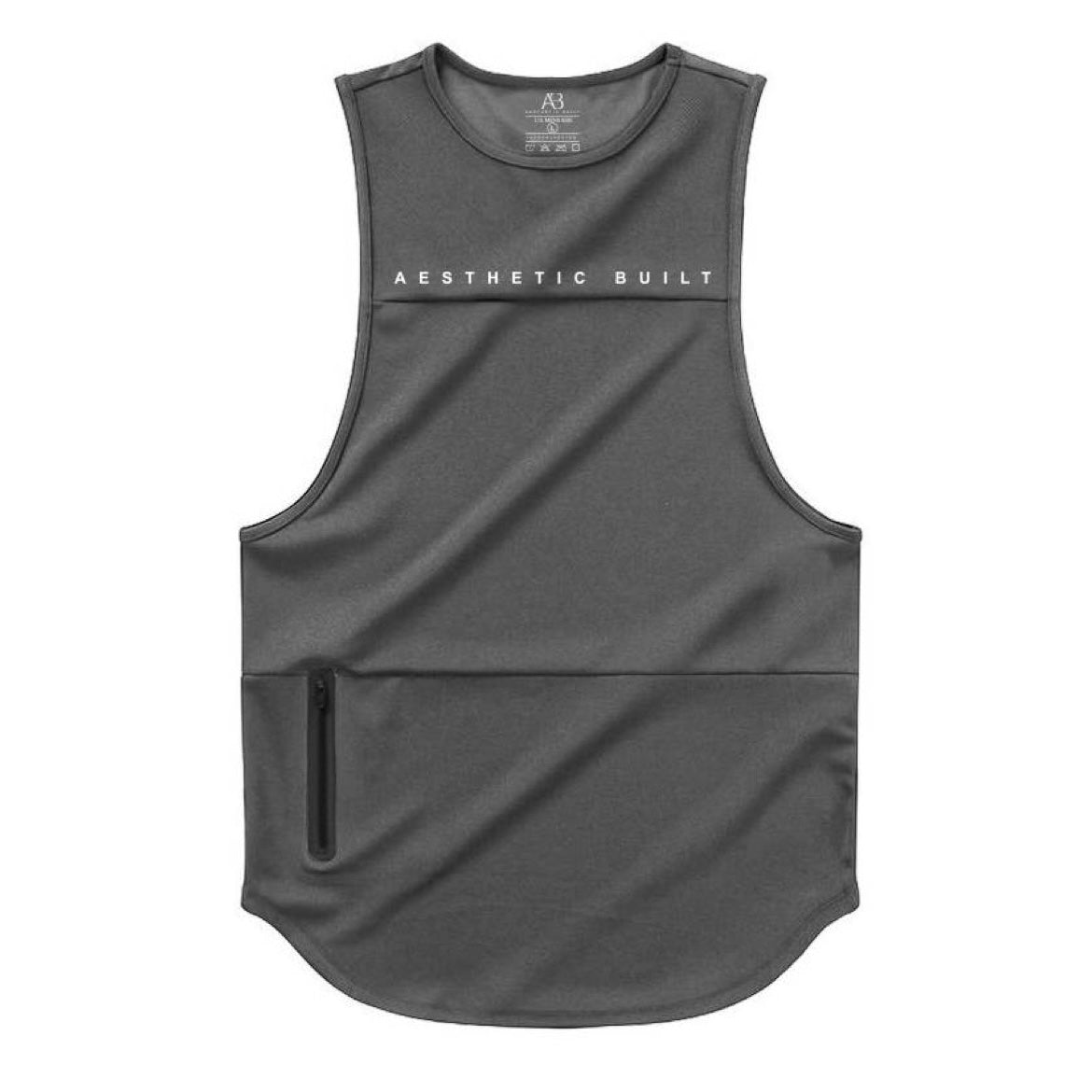 Gray Perfect Muscle Zipper Pocket Tank