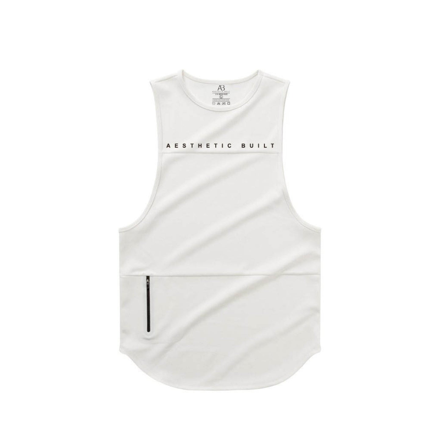 White Perfect Muscle Zipper Pocket Tank