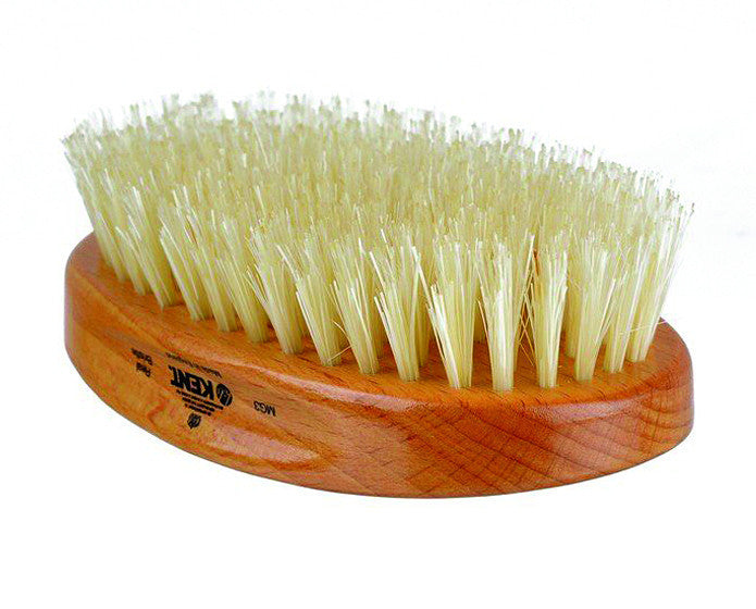 Kent Military Brush, Oval, Beechwood, Pure White Bristle Hairbrush