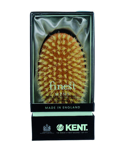 Kent Military Brush, Oval, Beechwood, Pure White Bristle Hairbrush