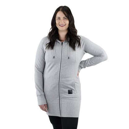 Kora Long Zipup Hoodie Heather Grey