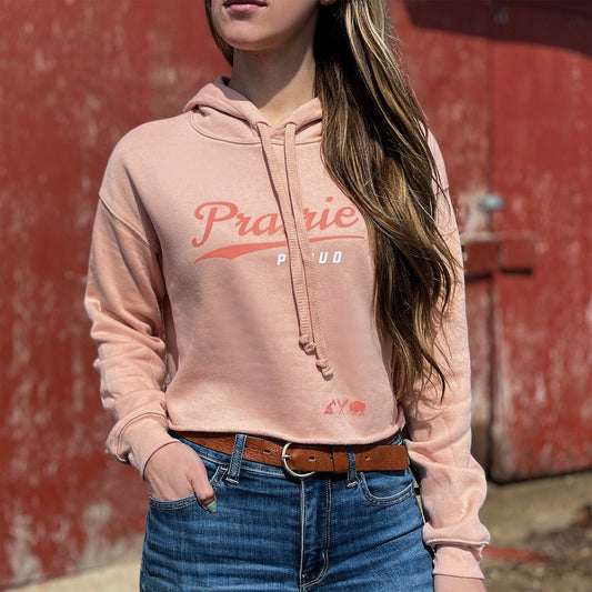 Ladies - Retro Cropped Hood - Peach