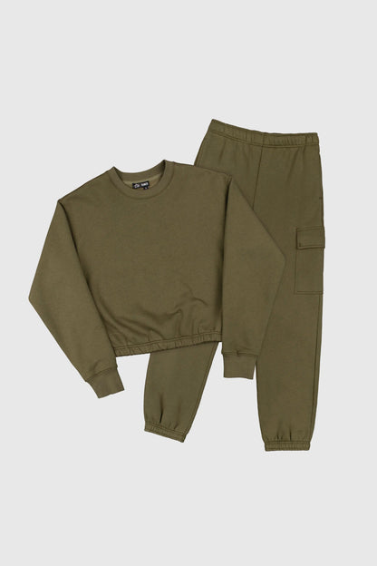 Olive Cinch Fleece Set