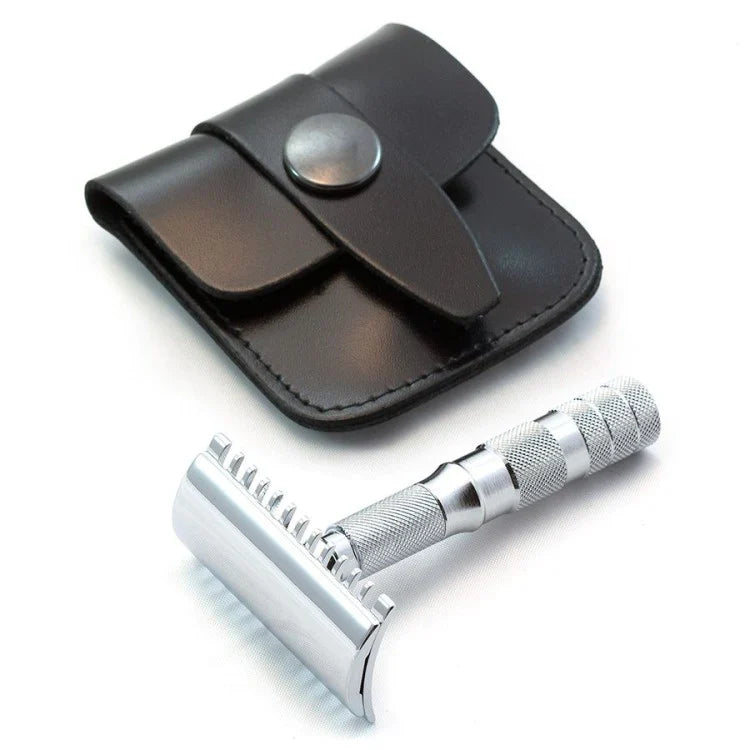 Merkur 985 Double-Edge Travel Razor & Case, Bright Chrome Finish