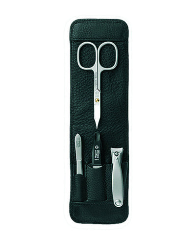 Niegeloh Capri Schwarz 4pc Manicure Set in High Quality Leather Case