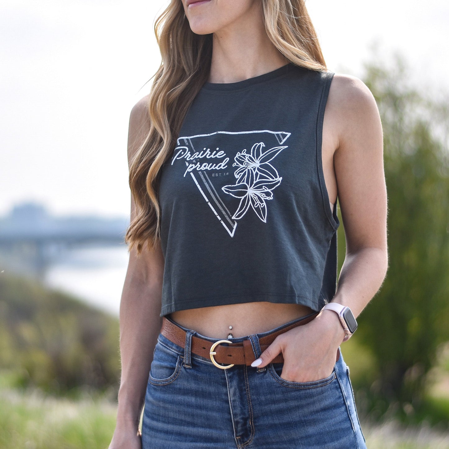 Ladies - Lily 2.0 Crop Tank - Charcoal