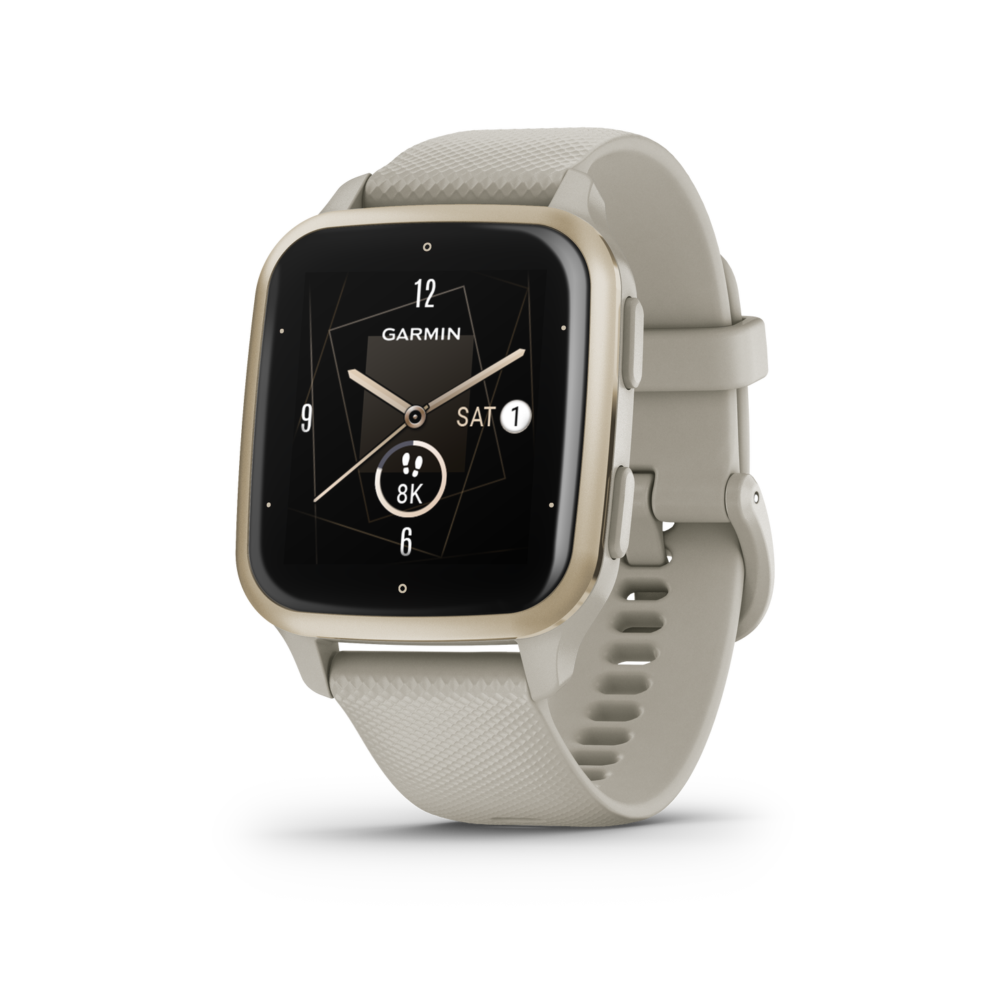 Venu® Sq 2 - Music Edition, Cream Gold Aluminum Bezel With French Gray Case and Silicone Band