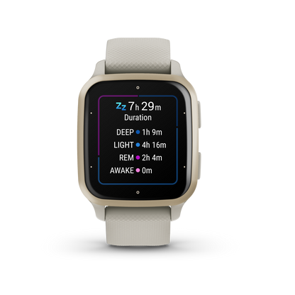 Venu® Sq 2 - Music Edition, Cream Gold Aluminum Bezel With French Gray Case and Silicone Band