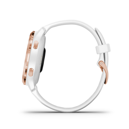 Garmin Venu 2S, Rose Gold With White Case and Silicone Band