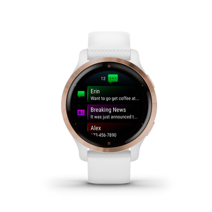Garmin Venu 2S, Rose Gold With White Case and Silicone Band