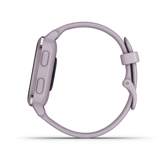 Garmin Venu Sq, Metallic Orchid Aluminum Bezel With Orchid Case and Silicone Band