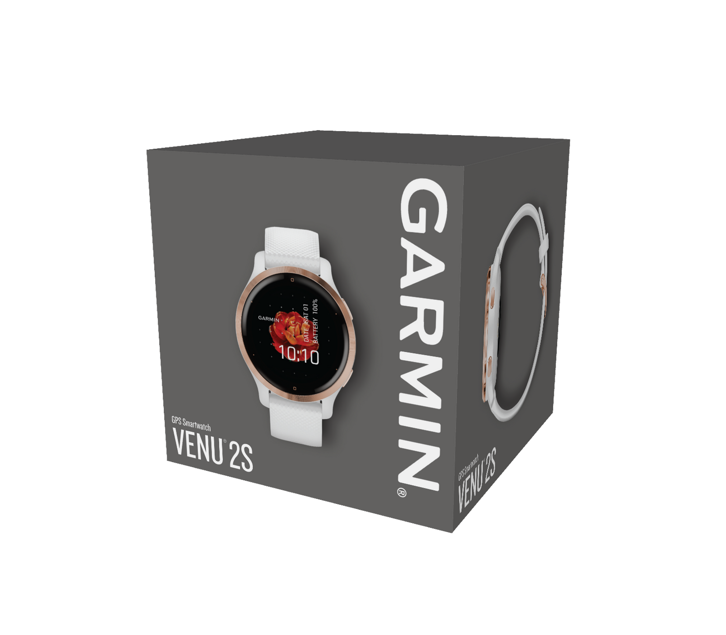 Garmin Venu 2S, Rose Gold With White Case and Silicone Band