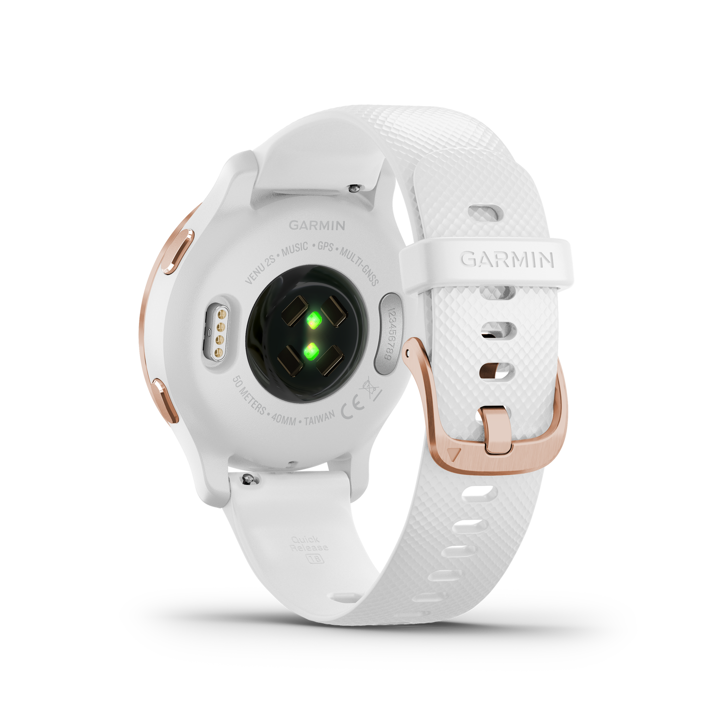 Garmin Venu 2S, Rose Gold With White Case and Silicone Band