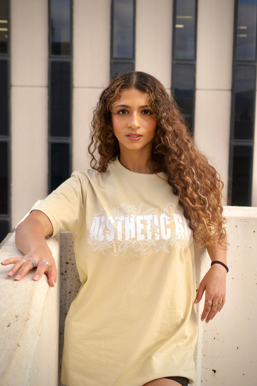 Khaki Panthera Leo Flora Oversized Tee